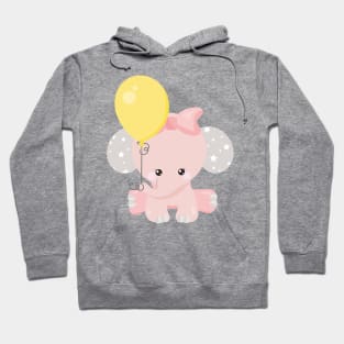 Elephant With Balloon, Cute Elephant, Crown, Stars Hoodie